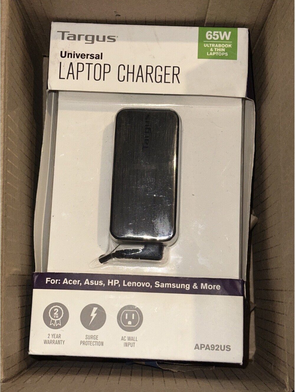 Targus 65W Universal Laptop Charger with 5 Interchangeable Power Tips Brand NEW!